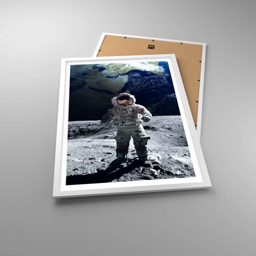 Plakát v bílém rámu - Pozdravy s Měsíce - 50x70 cm
