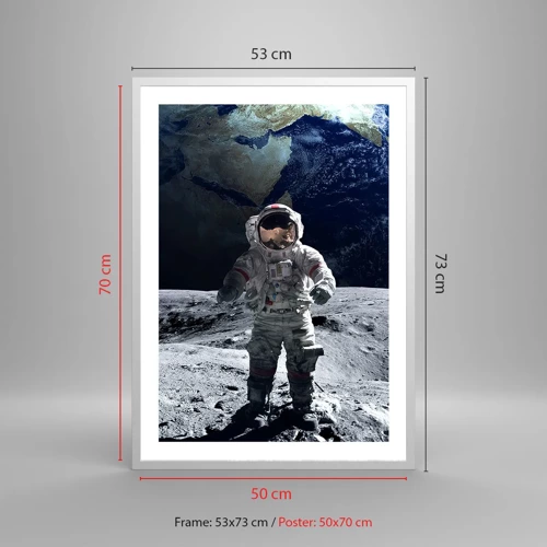 Plakát v bílém rámu - Pozdravy s Měsíce - 50x70 cm
