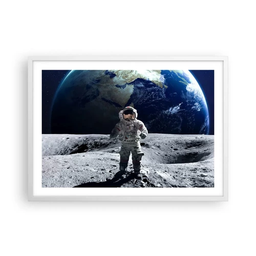 Plakát v bílém rámu - Pozdravy s Měsíce - 70x50 cm
