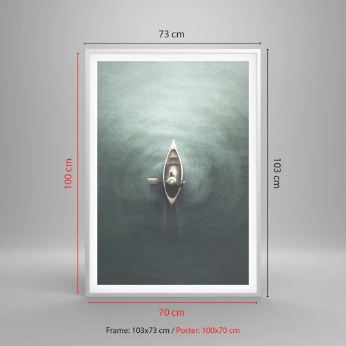 Plakát v bílém rámu - Přes měsíční jezero - 70x100 cm