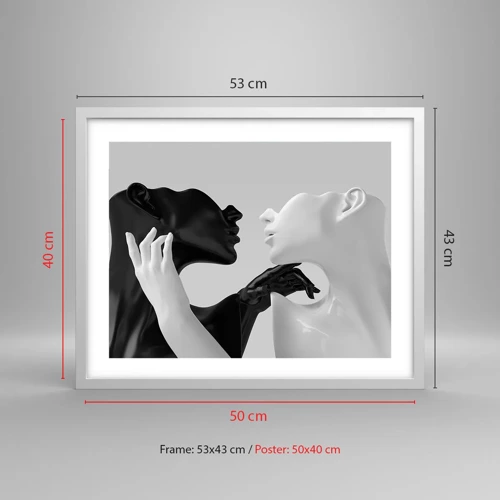 Plakát v bílém rámu - Přitažlivost – touha - 50x40 cm