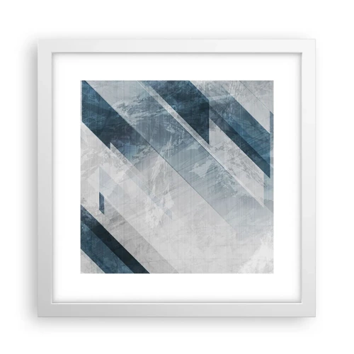 Plakát v bílém rámu - Prostorová kompozice – pohyb šedé - 30x30 cm