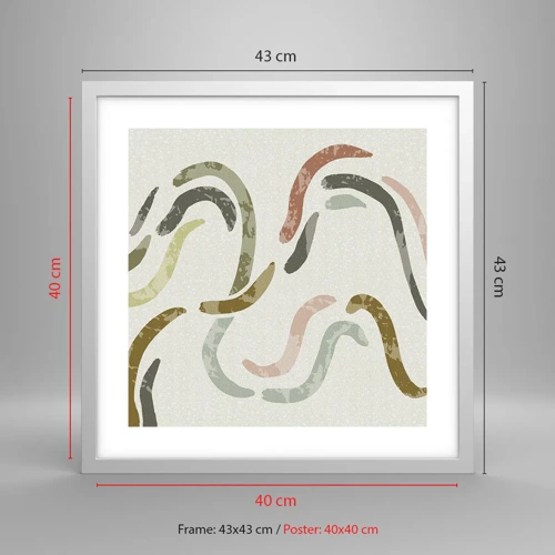 Plakát v bílém rámu - Radostný tanec abstrakce - 40x40 cm