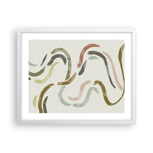Plakát v bílém rámu - Radostný tanec abstrakce - 50x40 cm