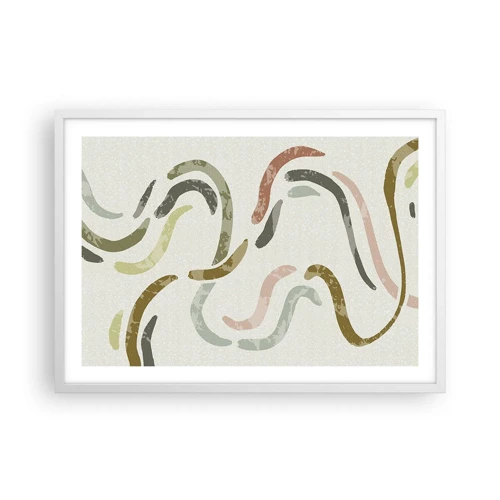 Plakát v bílém rámu - Radostný tanec abstrakce - 70x50 cm