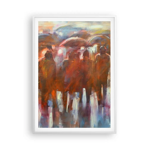 Plakát v bílém rámu - Rovnocenní v dešti a mlze - 70x100 cm