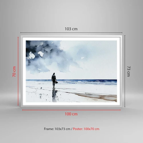 Plakát v bílém rámu - Rozhovor s mořem - 100x70 cm