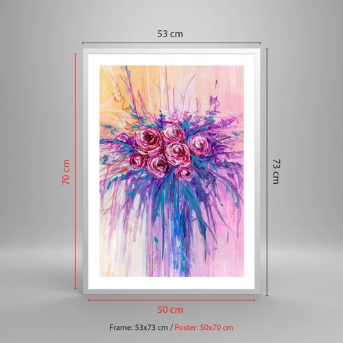 Plakát v bílém rámu - Růžová fontána - 50x70 cm