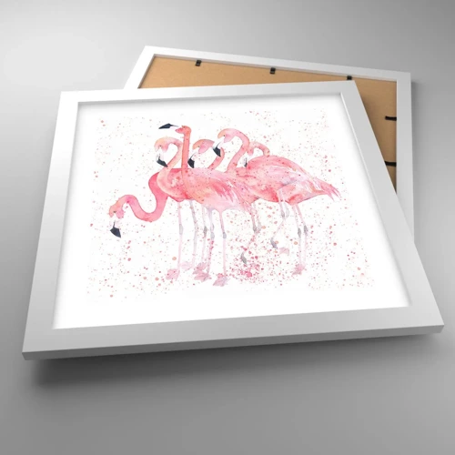 Plakát v bílém rámu - Růžový ansámbl - 30x30 cm