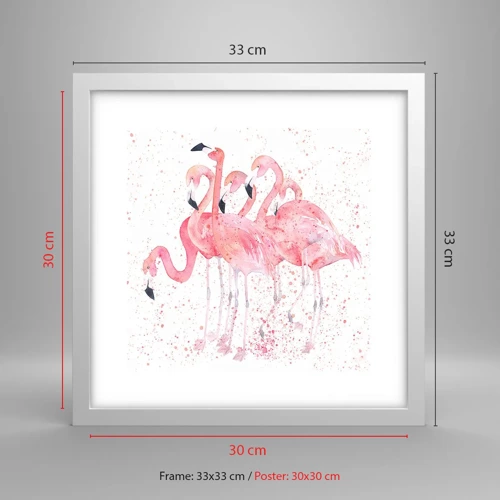 Plakát v bílém rámu - Růžový ansámbl - 30x30 cm