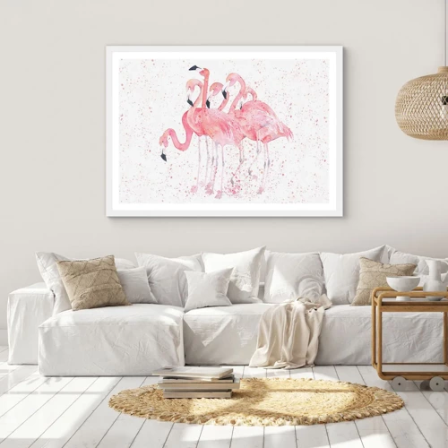 Plakát v bílém rámu - Růžový ansámbl - 50x40 cm