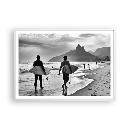 Plakát v bílém rámu - Samba na jednu vlnu - 100x70 cm