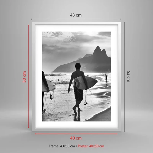 Plakát v bílém rámu - Samba na jednu vlnu - 40x50 cm