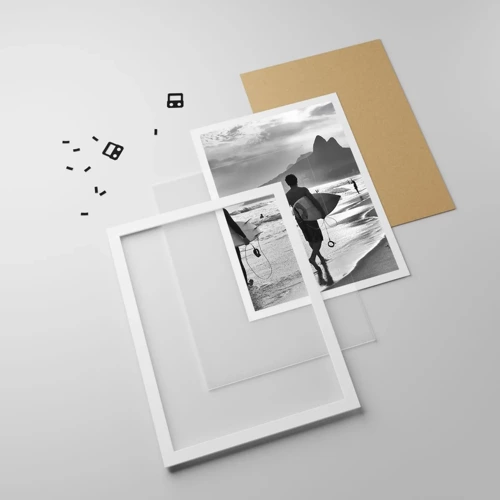 Plakát v bílém rámu - Samba na jednu vlnu - 40x50 cm