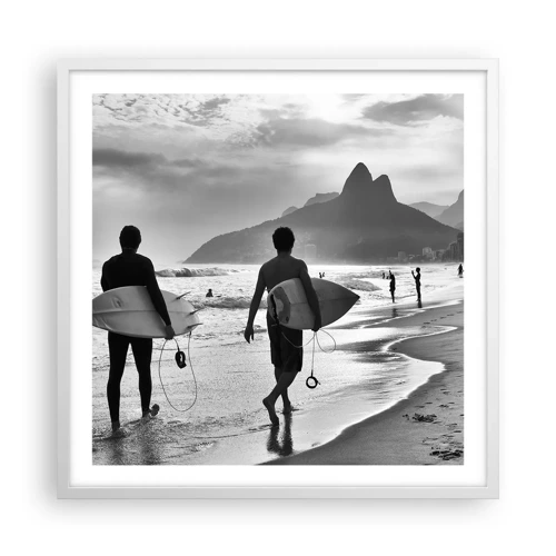 Plakát v bílém rámu - Samba na jednu vlnu - 60x60 cm