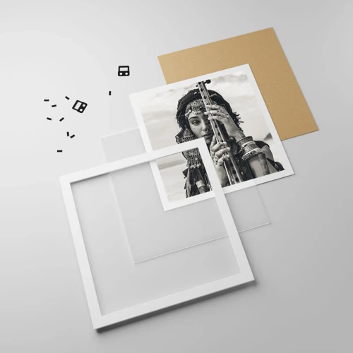 Plakát v bílém rámu - Samotná hudba orientu - 40x40 cm