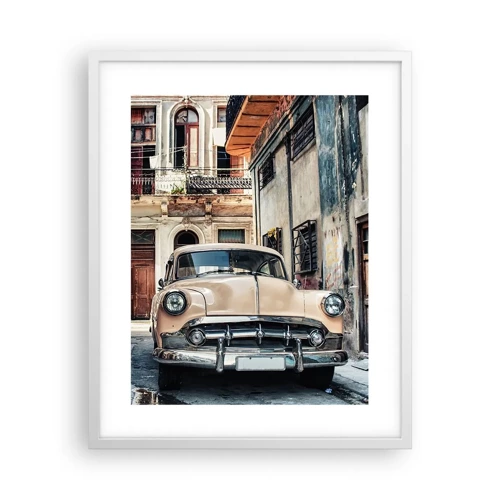 Plakát v bílém rámu - Siesta v Havaně - 40x50 cm