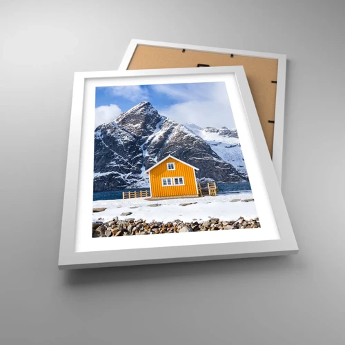 Plakát v bílém rámu - Skandinávská dovolená - 30x40 cm