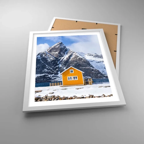 Plakát v bílém rámu - Skandinávská dovolená - 40x50 cm