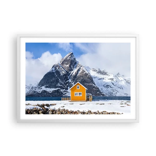 Plakát v bílém rámu - Skandinávská dovolená - 70x50 cm