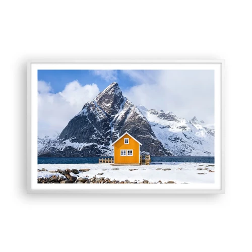 Plakát v bílém rámu - Skandinávská dovolená - 91x61 cm
