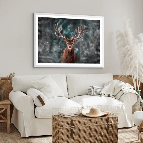 Plakát v bílém rámu - Skutečný král lesa - 70x50 cm