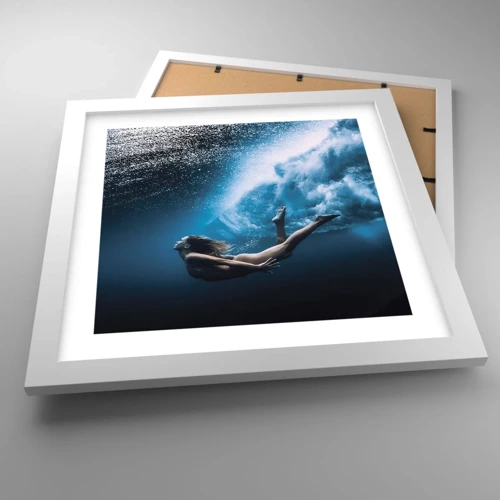 Plakát v bílém rámu - Současná mořská panna - 30x30 cm