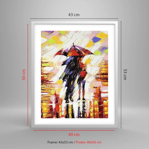 Plakát v bílém rámu - Společně přes noc a déšť - 40x50 cm