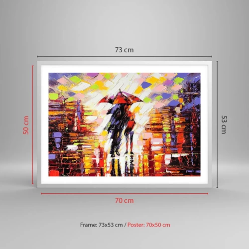 Plakát v bílém rámu - Společně přes noc a déšť - 70x50 cm
