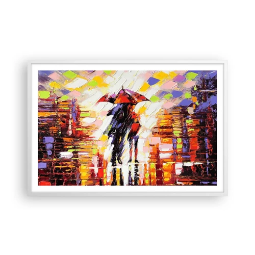 Plakát v bílém rámu - Společně přes noc a déšť - 91x61 cm