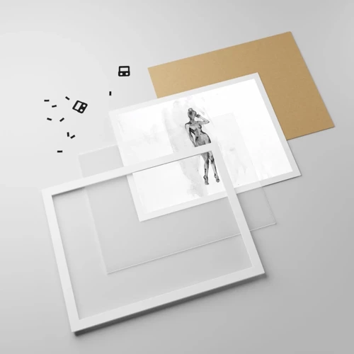 Plakát v bílém rámu - Studie o ideálu ženskosti - 91x61 cm