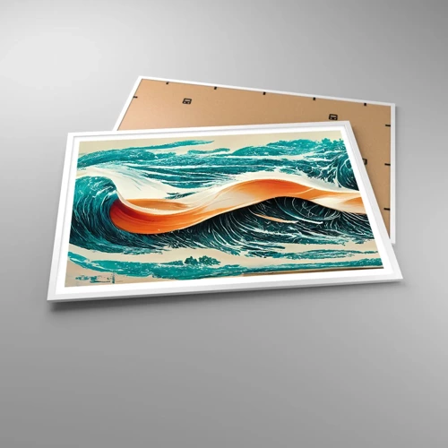 Plakát v bílém rámu - Surfařův sen - 100x70 cm