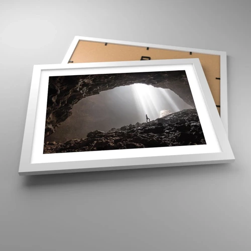 Plakát v bílém rámu - Světelná jeskyně - 40x30 cm