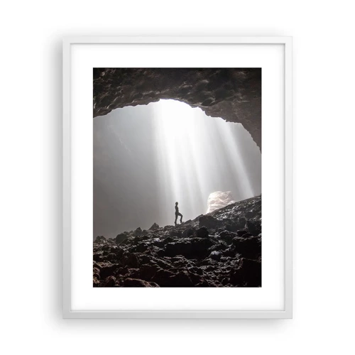 Plakát v bílém rámu - Světelná jeskyně - 40x50 cm