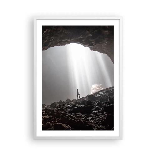 Plakát v bílém rámu - Světelná jeskyně - 50x70 cm