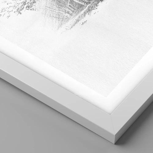 Plakát v bílém rámu - Světlo březového lesa - 70x100 cm