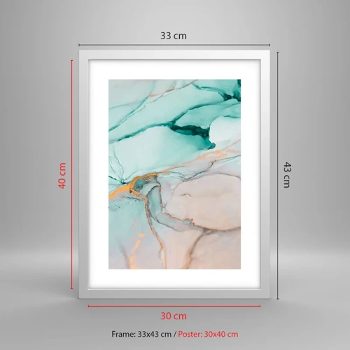 Plakát v bílém rámu - Tanec tvarů a barev - 30x40 cm
