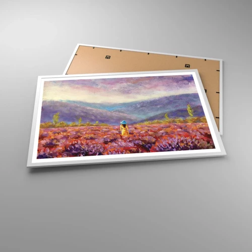 Plakát v bílém rámu - V levandulovém světě - 91x61 cm