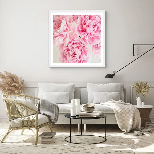 Plakát v bílém rámu - V růžovém přepychu - 40x40 cm