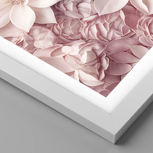 Plakát v bílém rámu - V růžových okvětních lístcích - 40x40 cm