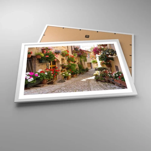 Plakát v bílém rámu - V záplavě květin - 70x50 cm
