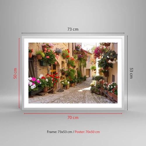 Plakát v bílém rámu - V záplavě květin - 70x50 cm