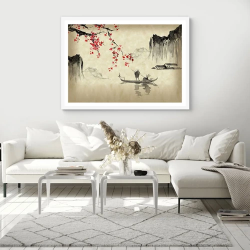 Plakát v bílém rámu - V zemi kvetoucích třešní - 40x30 cm