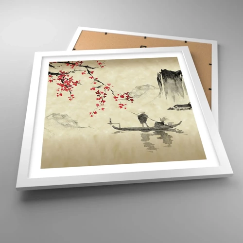 Plakát v bílém rámu - V zemi kvetoucích třešní - 40x40 cm