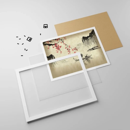 Plakát v bílém rámu - V zemi kvetoucích třešní - 50x40 cm