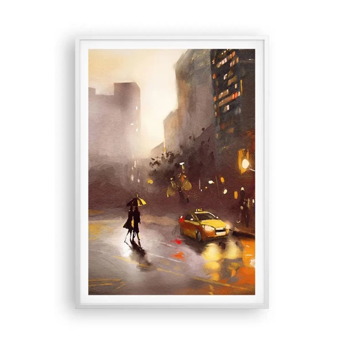 Plakát v bílém rámu - Ve světlech New Yorku - 70x100 cm