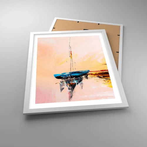Plakát v bílém rámu - Večer v přístavu - 40x50 cm