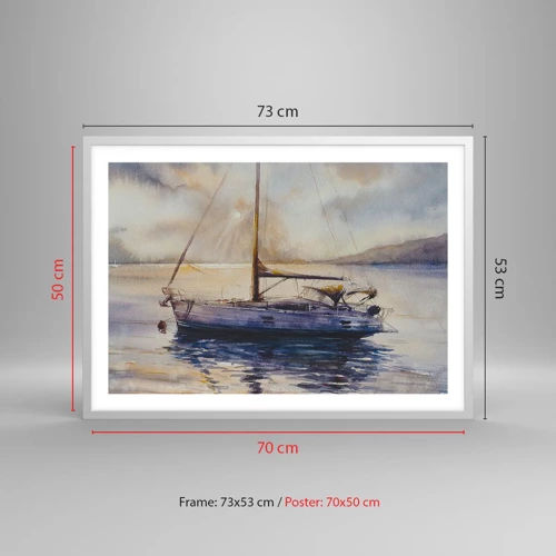 Plakát v bílém rámu - Večer v zátoce - 70x50 cm