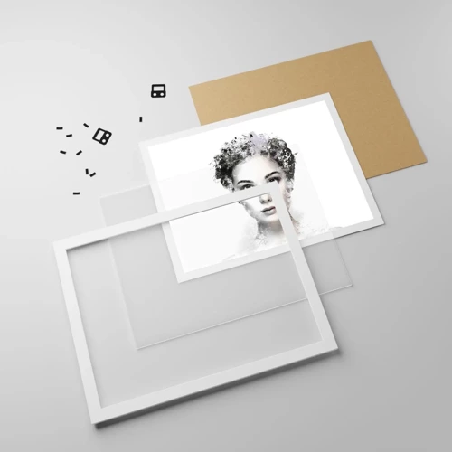 Plakát v bílém rámu - Velmi stylový portrét - 100x70 cm