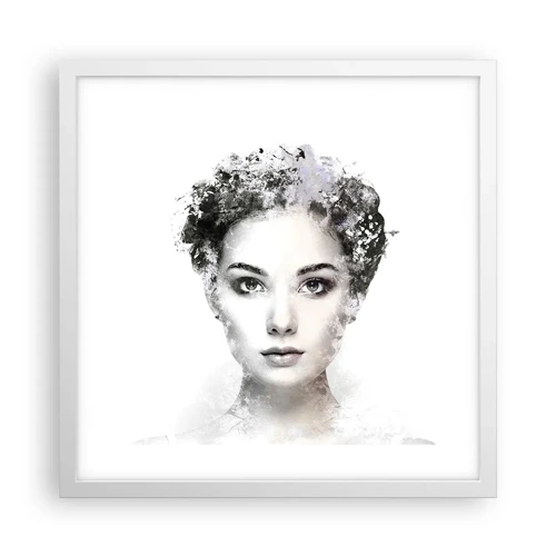 Plakát v bílém rámu - Velmi stylový portrét - 40x40 cm